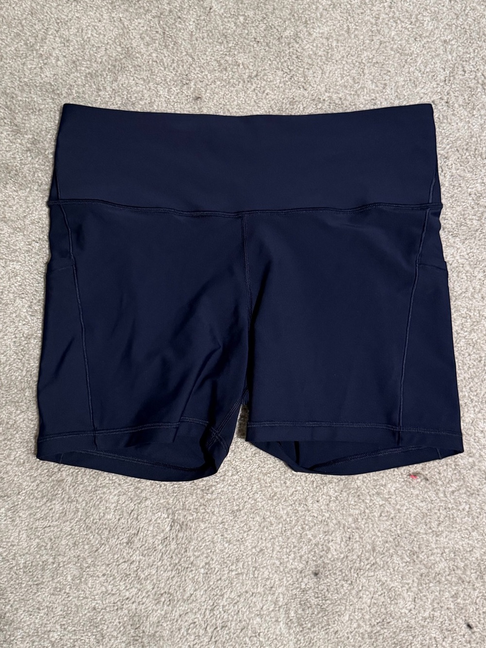 Athleta interval stash 5 inch High-Waist Navy Performance Bike Shorts